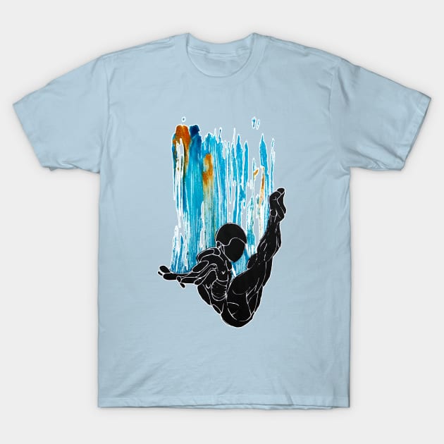 Platform Diving, Waterfall Diver T-Shirt by badlydrawnbabe